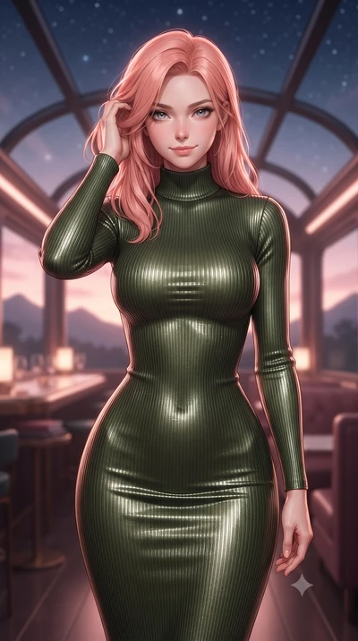 score_9, masterpiece, best quality, ultra-detailed, high-budget anime keyframe, editorial fashion photography, tasteful artistic composition, Japanese woman. close-up cowboy shot from the waist and thighs up, the character dominates the composition, 