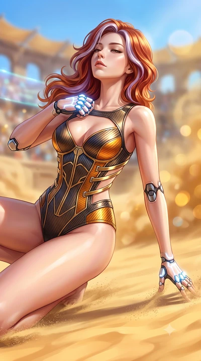 score_9, masterpiece, best quality, ultra-detailed, high-budget anime keyframe, semi-realistic 3D game render, editorial fashion photography, tasteful artistic composition, Caucasian woman. close-up cowboy shot from the waist and thighs up, the chara