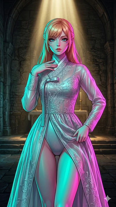 score_9, masterpiece, best quality, ultra-detailed, high-budget anime keyframe, editorial fashion photography, tasteful artistic composition, Caucasian woman, strictly human ears. cowboy shot from the thighs up, character and outfit filling the frame
