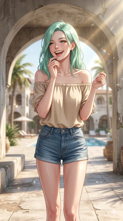 score_9, masterpiece, best quality, ultra-detailed, high-budget anime keyframe, editorial fashion photography, tasteful artistic composition, Japanese woman. cowboy shot from the thighs up, character and outfit filling the frame for maximum editorial