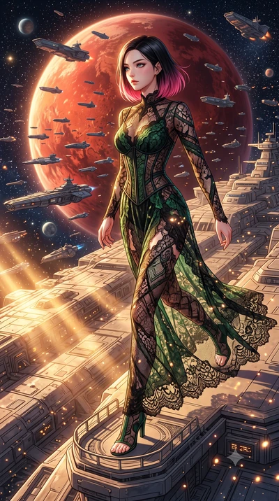 score_9, masterpiece, best quality, ultra-detailed, high-budget anime keyframe, editorial fashion photography, tasteful artistic composition, Korean woman. low angle full-body shot from head to toe showing her feet, filling the entire 9:16 vertical f