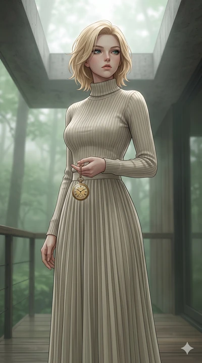 score_9, masterpiece, best quality, ultra-detailed, high-budget anime keyframe, editorial fashion photography, tasteful artistic composition, Caucasian woman, strictly human ears. cowboy shot from the thighs up, character and outfit filling the frame
