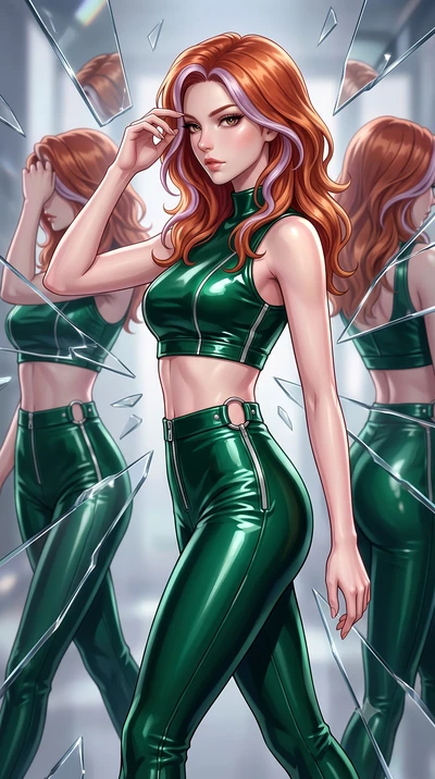 score_9, masterpiece, best quality, ultra-detailed, high-budget anime keyframe, editorial fashion photography, tasteful artistic composition, Caucasian woman. close-up cowboy shot from the waist and thighs up, the character dominates the composition,