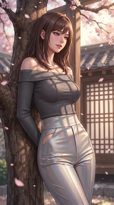 score_9, masterpiece, best quality, ultra-detailed, high-budget anime keyframe, editorial fashion photography, tasteful artistic composition, Korean woman. close-up cowboy shot from the waist and thighs up, the character dominates the composition, fi