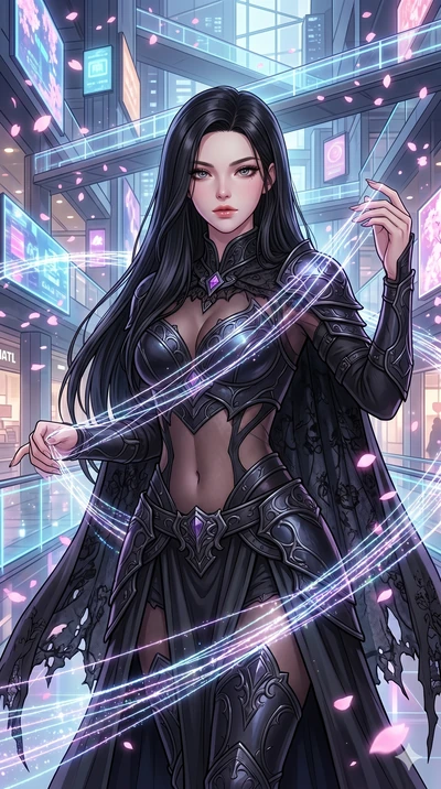score_9, masterpiece, best quality, ultra-detailed, high-budget anime movie keyframe, cinematic anime lighting, intricate line art, Korean woman. Upper body filling screen focusing on her alluring features and slim-fit silhouette. weaving threads of 