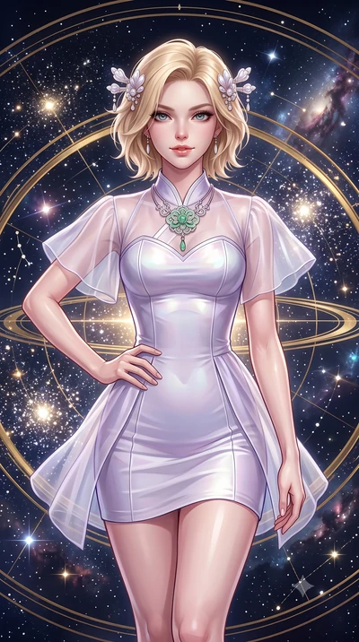 score_9, masterpiece, best quality, ultra-detailed, high-budget anime keyframe, semi-realistic 3D game render, editorial fashion photography, tasteful artistic composition, Caucasian woman. close-up cowboy shot from the waist and thighs up, the chara