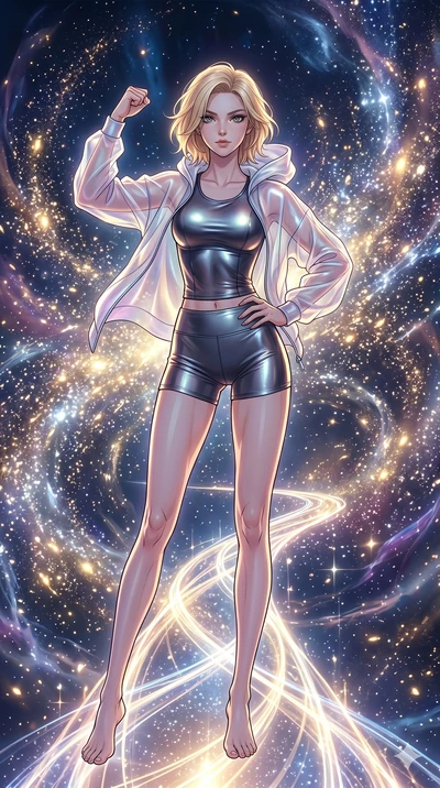 score_9, masterpiece, best quality, ultra-detailed, high-budget anime movie keyframe, cinematic anime lighting, intricate line art, Caucasian (strictly human ears) woman. Dynamic full-body shot stretching the vertical silhouette across the 9:16 frame