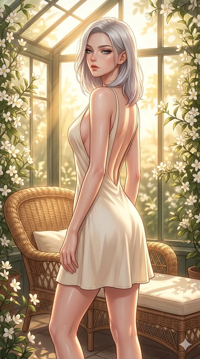 score_9, masterpiece, best quality, ultra-detailed, high-budget anime keyframe, editorial fashion photography, tasteful artistic composition, Caucasian woman, strictly human ears. cowboy shot from the thighs up, character and outfit filling the frame