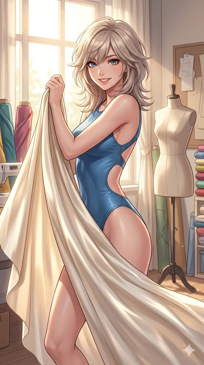 score_9, masterpiece, best quality, ultra-detailed, high-budget anime keyframe, editorial fashion photography, tasteful artistic composition, Japanese woman. cowboy shot from the thighs up, character and outfit filling the frame for maximum editorial
