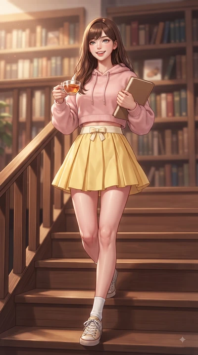 score_9, masterpiece, best quality, ultra-detailed, high-budget anime keyframe, editorial fashion photography, tasteful artistic composition, Korean woman. low angle full-body shot from head to toe showing her feet, filling the entire 9:16 vertical f