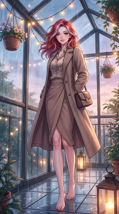 score_9, masterpiece, best quality, ultra-detailed, high-budget anime keyframe, vibrant anime aesthetic, Caucasian woman, strictly human ears. low angle full-body shot from head to toe showing her feet, filling the entire 9:16 vertical frame with her