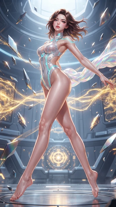 score_9, masterpiece, best quality, ultra-detailed, high-budget anime keyframe, editorial fashion photography, tasteful artistic composition, Korean woman. low angle full-body shot from head to toe showing her feet, filling the entire 9:16 vertical f