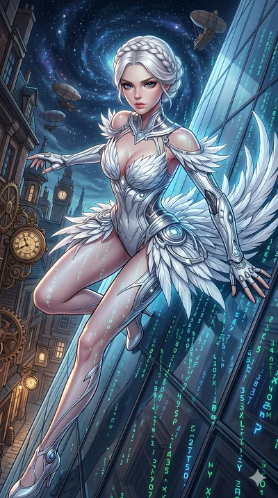 score_9, masterpiece, best quality, ultra-detailed, Set A: High-budget Anime Keyframe, Japanese woman. Upper body close-up from the thighs up, character filling the screen for maximum presence. Theme: Primal Nature. sliding down a glass skyscraper in