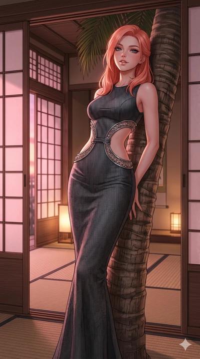 score_9, masterpiece, best quality, ultra-detailed, high-budget anime keyframe, editorial fashion photography, tasteful artistic composition, Japanese woman. cowboy shot from the thighs up, character and outfit filling the frame for maximum editorial