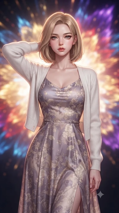 score_9, masterpiece, best quality, ultra-detailed, high-budget anime keyframe, editorial fashion photography, tasteful artistic composition, Korean woman. close-up cowboy shot from the waist and thighs up, the character dominates the composition, fi