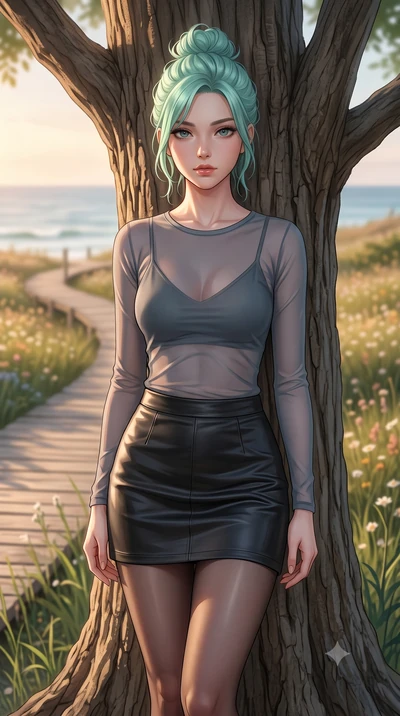 score_9, masterpiece, best quality, ultra-detailed, high-budget anime keyframe, editorial fashion photography, tasteful artistic composition, Japanese woman woman. close-up cowboy shot from the waist and thighs up, the character dominates the composi