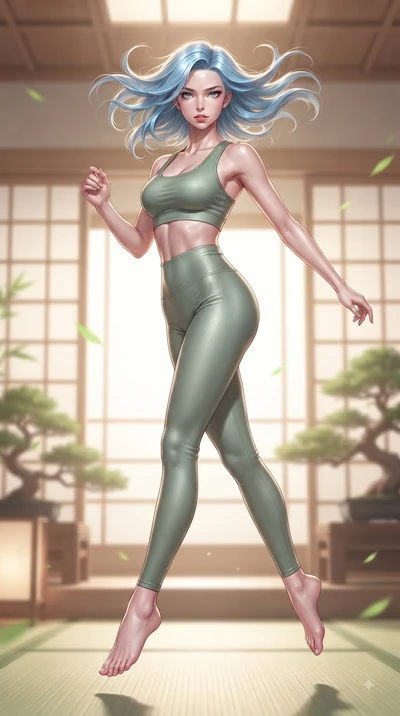 score_9, masterpiece, best quality, ultra-detailed, high-budget anime keyframe, editorial fashion photography, tasteful artistic composition, Korean woman woman. low angle full-body shot from head to toe showing her feet, filling the entire 9:16 vert