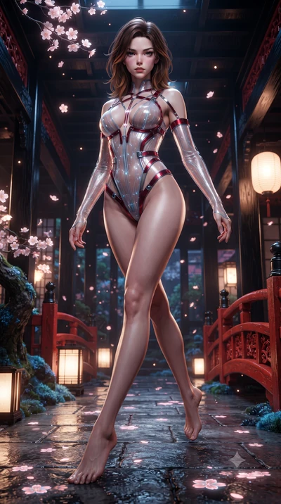 score_9, masterpiece, best quality, ultra-detailed, high-budget anime keyframe, editorial fashion photography, tasteful artistic composition, Korean woman. low angle full-body shot from head to toe showing her feet, filling the entire 9:16 vertical f