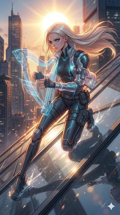 score_9, masterpiece, best quality, ultra-detailed, high-budget anime movie keyframe, cinematic anime lighting, intricate line art, Caucasian (strictly human ears) anime girl. Extreme high angle shot as she leaps towards the camera, filling the frame