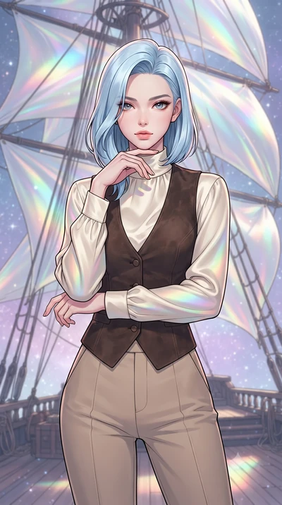 score_9, masterpiece, best quality, ultra-detailed, high-budget anime keyframe, gorgeous anime illustration, with clean line-art and distinct ink outlines, Korean woman. close-up cowboy shot from the waist and thighs up, the character dominates the c