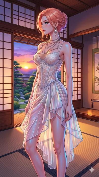 score_9, masterpiece, best quality, ultra-detailed, high-budget anime keyframe, editorial fashion photography, tasteful artistic composition, Japanese woman. cowboy shot from the thighs up, character and outfit filling the frame for maximum editorial