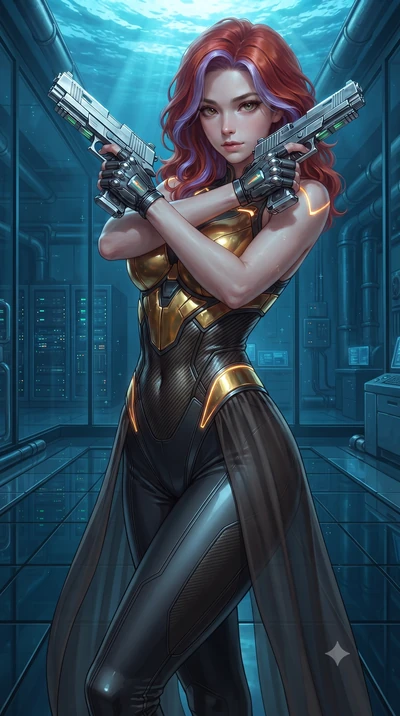 score_9, masterpiece, best quality, ultra-detailed, high-budget anime keyframe, editorial fashion photography, tasteful artistic composition, Caucasian woman. close-up cowboy shot from the waist and thighs up, the character dominates the composition,