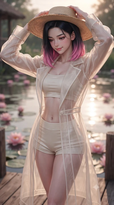 score_9, masterpiece, best quality, ultra-detailed, high-budget anime keyframe, editorial fashion photography, tasteful artistic composition, Korean woman woman. close-up cowboy shot from the waist and thighs up, the character dominates the compositi