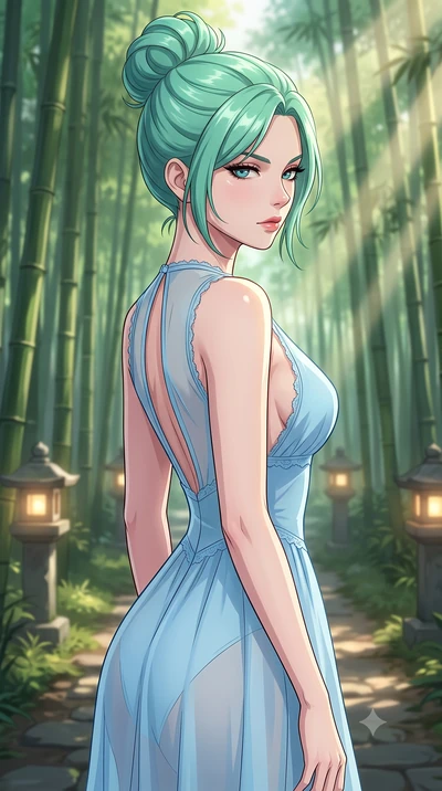 score_9, masterpiece, best quality, ultra-detailed, high-budget anime keyframe, tasteful artistic composition, Japanese woman. close-up cowboy shot from the waist and thighs up, the character dominates the composition, filling the frame with her larg