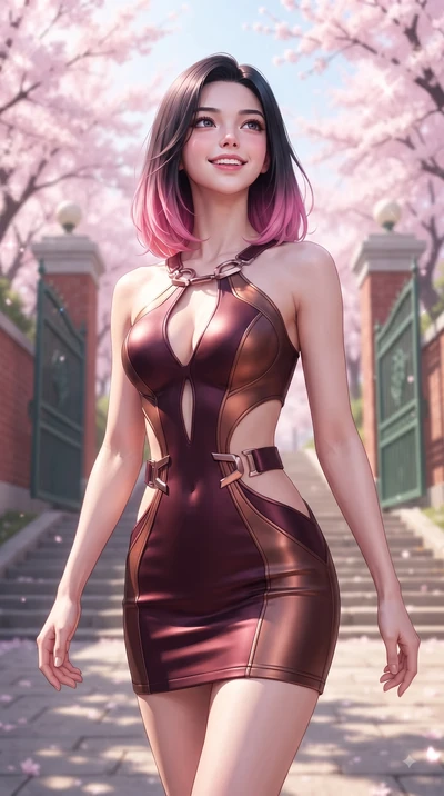 score_9, masterpiece, best quality, ultra-detailed, high-budget anime keyframe, editorial fashion photography, tasteful artistic composition, Korean woman. close-up cowboy shot from the waist and thighs up, the character dominates the composition, fi