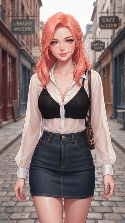 score_9, masterpiece, best quality, ultra-detailed, high-budget anime keyframe, editorial fashion photography, tasteful artistic composition, Japanese woman. close-up cowboy shot from the waist and thighs up, the character dominates the composition, 