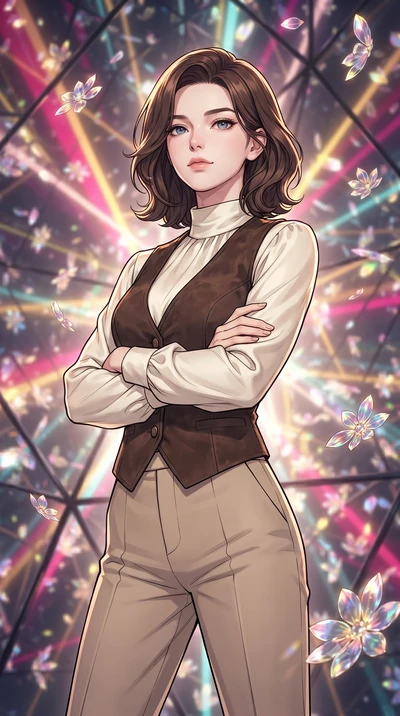 score_9, masterpiece, best quality, ultra-detailed, high-budget anime keyframe, gorgeous anime illustration, with clean line-art and distinct ink outlines, Korean woman. close-up cowboy shot from the waist and thighs up, the character dominates the c