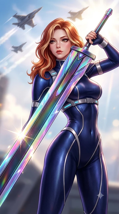 score_9, masterpiece, best quality, ultra-detailed, high-budget anime keyframe, semi-realistic 3D game render, editorial fashion photography, tasteful artistic composition, Caucasian woman. close-up cowboy shot from the waist and thighs up, the chara