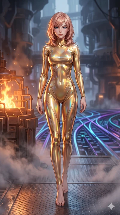 score_9, masterpiece, best quality, ultra-detailed, high-budget anime keyframe, editorial fashion photography, tasteful artistic composition, Japanese woman. low angle full-body shot from head to toe showing her feet, filling the entire 9:16 vertical