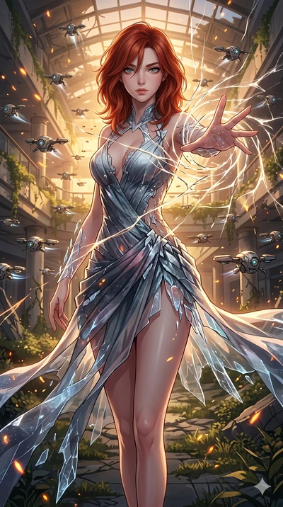 score_9, masterpiece, best quality, ultra-detailed, Set A: High-budget Anime Keyframe, Korean woman. Upper body close-up from the thighs up, character filling the screen for maximum presence. Theme: Ethereal Dream. shattering the fabric of reality in