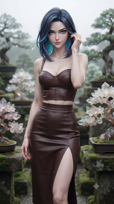 score_9, masterpiece, best quality, ultra-detailed, high-budget anime keyframe, editorial fashion photography, tasteful artistic composition, Caucasian woman, strictly human ears. close-up cowboy shot from the waist and thighs up, the character domin