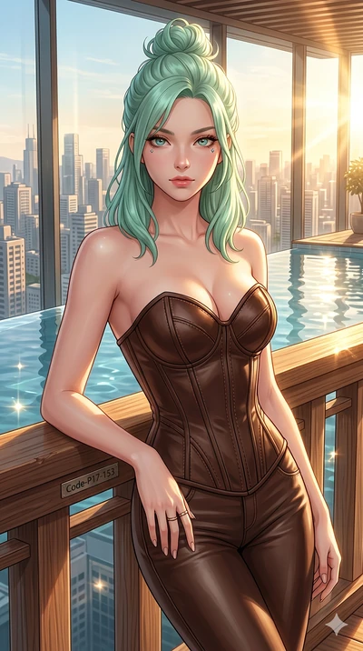 score_9, masterpiece, best quality, ultra-detailed, high-budget anime keyframe, editorial fashion photography, tasteful artistic composition, Japanese woman. cowboy shot from the thighs up, character and outfit filling the frame for maximum editorial