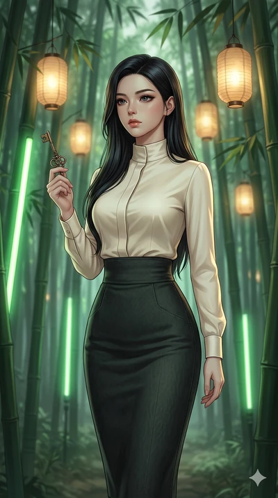 score_9, masterpiece, best quality, ultra-detailed, high-budget anime keyframe, editorial fashion photography, tasteful artistic composition, Korean woman. cowboy shot from the thighs up, character and outfit filling the frame for maximum editorial p