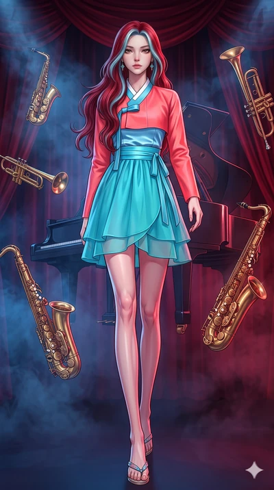 score_9, masterpiece, best quality, ultra-detailed, high-budget anime keyframe, editorial fashion photography, tasteful artistic composition, Caucasian woman, strictly human ears. low angle full-body shot from head to toe showing her feet, filling th