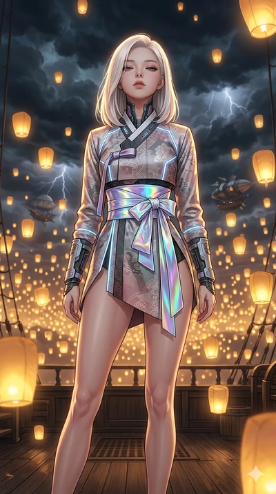 score_9, masterpiece, best quality, ultra-detailed, high-budget anime keyframe, editorial fashion photography, tasteful artistic composition, Korean woman. cowboy shot from the thighs up, character and outfit filling the frame for maximum editorial p
