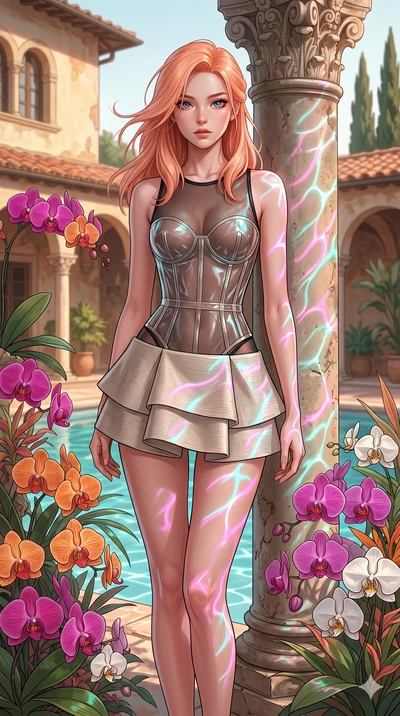 score_9, masterpiece, best quality, ultra-detailed, high-budget anime keyframe, editorial fashion photography, tasteful artistic composition, Japanese woman. cowboy shot from the thighs up, character and outfit filling the frame for maximum editorial