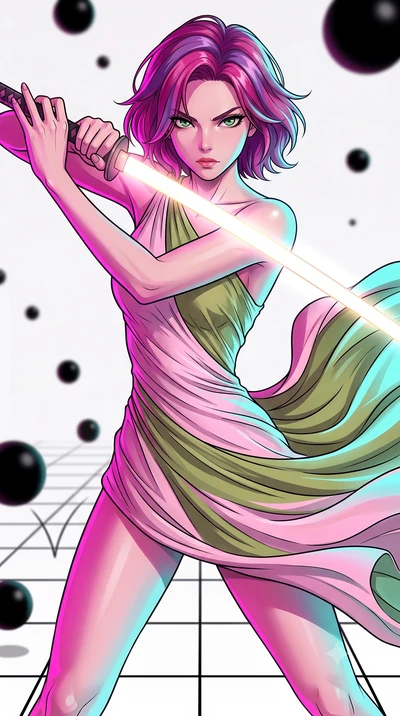 score_9, masterpiece, best quality, ultra-detailed, high-budget anime keyframe, clean line-art, cel-shading, Caucasian woman, strictly human ears. close-up cowboy shot from the waist and thighs up, the character dominates the composition, filling the