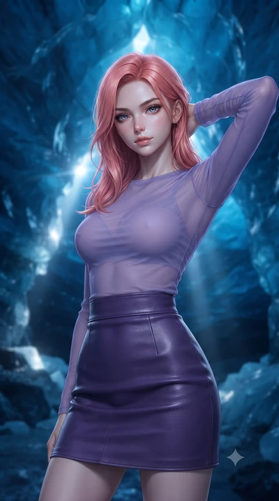 score_9, masterpiece, best quality, ultra-detailed, high-budget anime keyframe, editorial fashion photography, tasteful artistic composition, Japanese woman. close-up cowboy shot from the waist and thighs up, the character dominates the composition, 