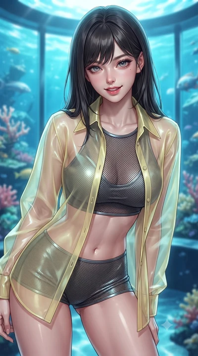 score_9, masterpiece, best quality, ultra-detailed, high-budget anime keyframe, editorial fashion photography, tasteful artistic composition, Korean woman. close-up cowboy shot from the waist and thighs up, the character dominates the composition, fi