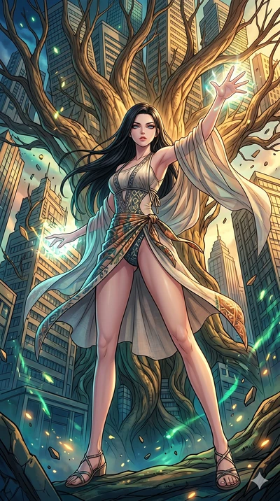 score_9, masterpiece, best quality, ultra-detailed, high-budget anime movie keyframe, cinematic anime lighting, intricate line art, Caucasian (strictly human ears) anime girl. Low angle cowboy shot capturing a powerful motion and statuesque presence.