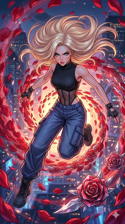 score_9, masterpiece, best quality, ultra-detailed, high-budget anime movie keyframe, cinematic anime lighting, intricate line art, Caucasian (strictly human ears) woman. Extreme high angle shot as she leaps towards the camera, filling the frame. spi