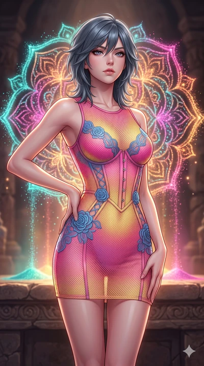 score_9, masterpiece, best quality, ultra-detailed, high-budget anime keyframe, editorial fashion photography, tasteful artistic composition, Caucasian woman, strictly human ears. close-up cowboy shot from the waist and thighs up, the character domin
