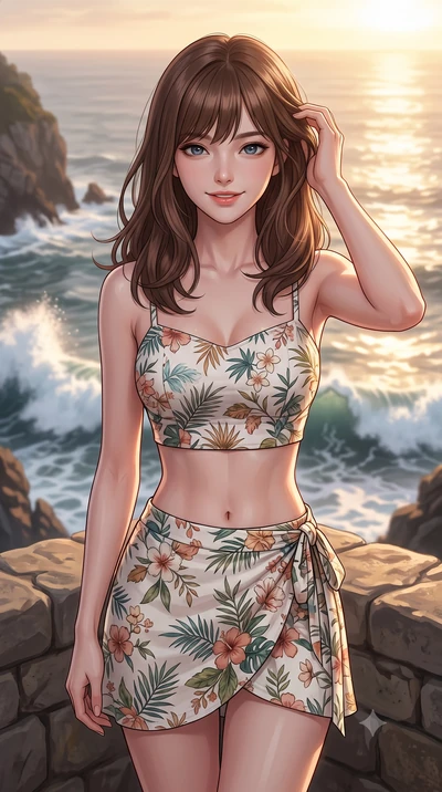 score_9, masterpiece, best quality, ultra-detailed, high-budget anime keyframe, editorial fashion photography, tasteful artistic composition, Korean woman woman. close-up cowboy shot from the waist and thighs up, the character dominates the compositi
