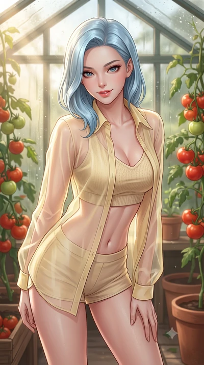 score_9, masterpiece, best quality, ultra-detailed, high-budget anime keyframe, editorial fashion photography, tasteful artistic composition, Korean woman woman. close-up cowboy shot from the waist and thighs up, the character dominates the compositi