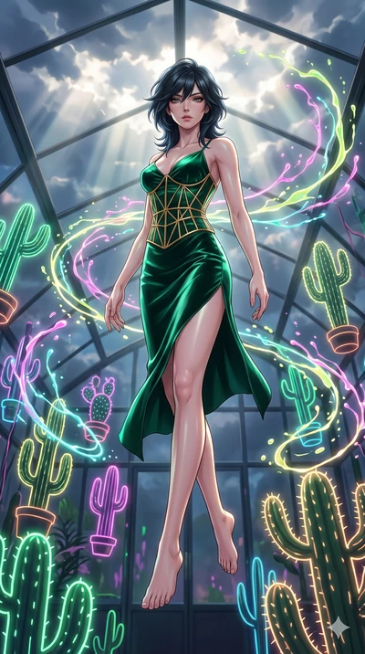 score_9, masterpiece, best quality, ultra-detailed, high-budget anime keyframe, editorial fashion photography, tasteful artistic composition, Caucasian woman, strictly human ears. low angle full-body shot from head to toe showing her feet, filling th