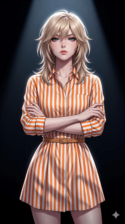 score_9, masterpiece, best quality, ultra-detailed, high-budget anime keyframe, editorial fashion photography, tasteful artistic composition, Japanese woman. close-up cowboy shot from the waist and thighs up, the character dominates the composition, 